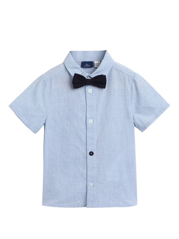 Boys Medium Light Blue Short Sleeve Woven Shirt image number 1